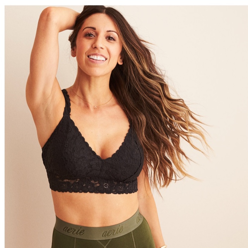 Aerie Softest Lace Bralette in Black Lace Size XS